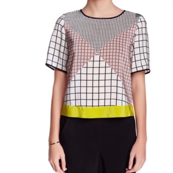 Trina Turk Tops - Trina Turk 100% Silk Mauve & Citroen Top